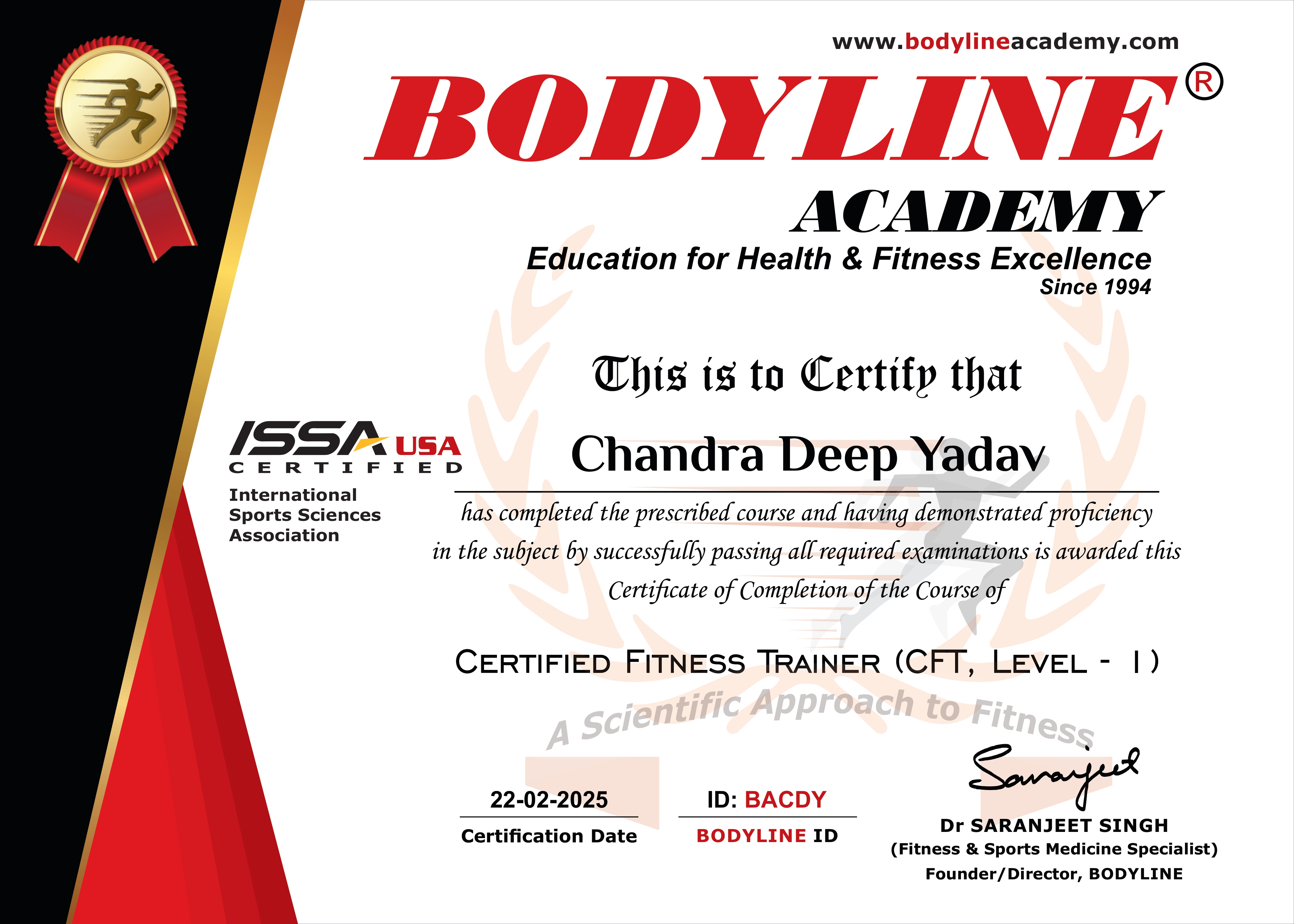Chandra Deep Yadav Certificate